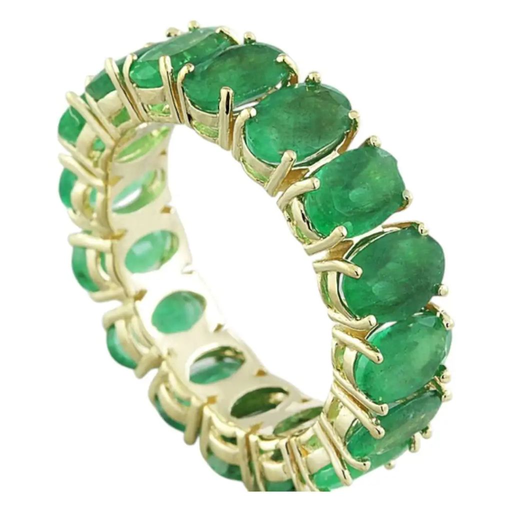 7.00 Carats Emerald 14K Solid Yellow Gold Ring - photo 1