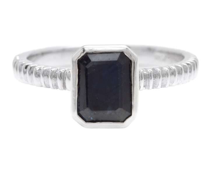 1.50Ct Exquisite Natural Blue Sapphire 14K Solid White Gold Ring - photo 1