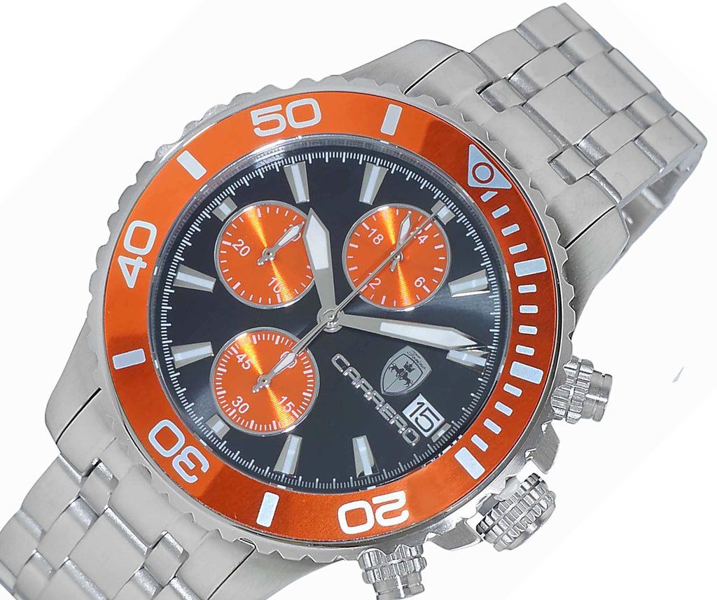 Lechateau Watches, Men's VR33-Chronograph Mov't., Orange/Black - Date Dial and BEZEL, C1S3735OR - RETAIL AT (MSRP: $1,595.00) - photo 1