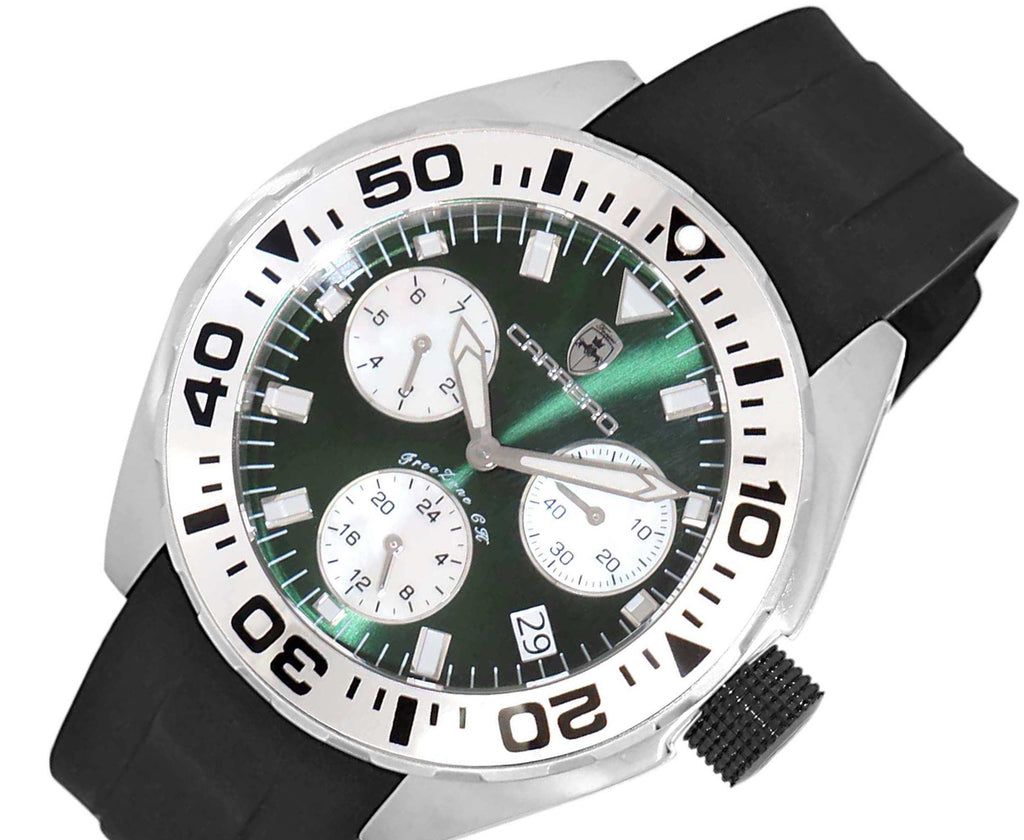 LeChateau, Men's Swiss Multi-Functiom Ronda X30 Movement, Green Dial -Bezel, Silicon Band, C1S8824-GN_BK - MSRP: $2,340.00 - photo 1