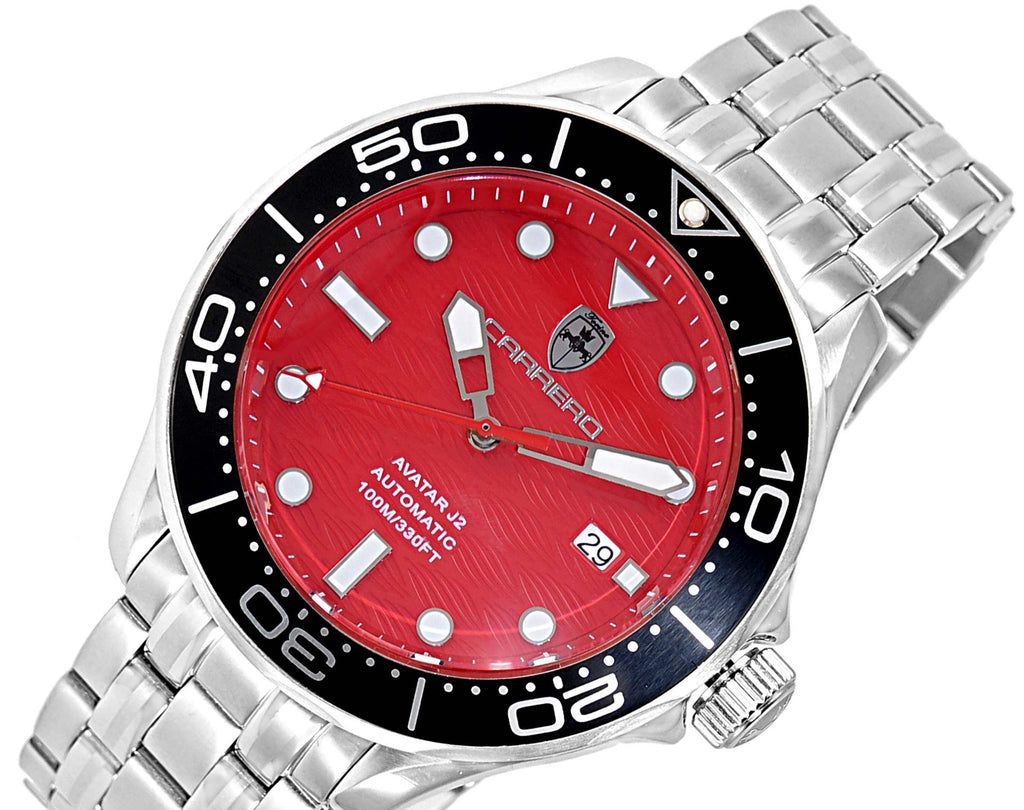 Lechateau Watches- Automatic -24  Jewels NH35, Textured Red Date dial, Black Bezel C1S6161RD_BK - Retail at (MSRP: 2,268.00) - photo 1