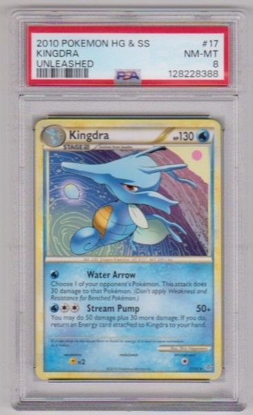 Graded PSA NM-MT 8 - Kingdra 2010 Pokemon Heart Gold And Soul Silver Unleashed #17/95 Card - photo 1