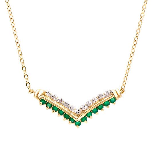 0.59 Ctw Green Agate & Diamonds 18K Gold Plated Designer Necklaces - photo 1