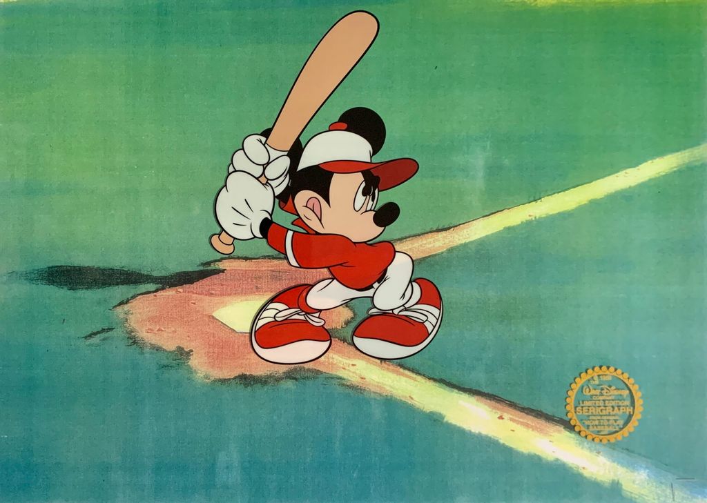 Fine Art DISNEY MICKEY MOUSE BASEBALL Sericel Animation Art Cel - photo 1