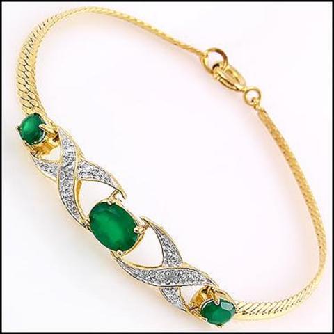 1.82 ctw Natural Green Agate Diamond18K Gold Plated Designer Bracelet MSRP $1,275!