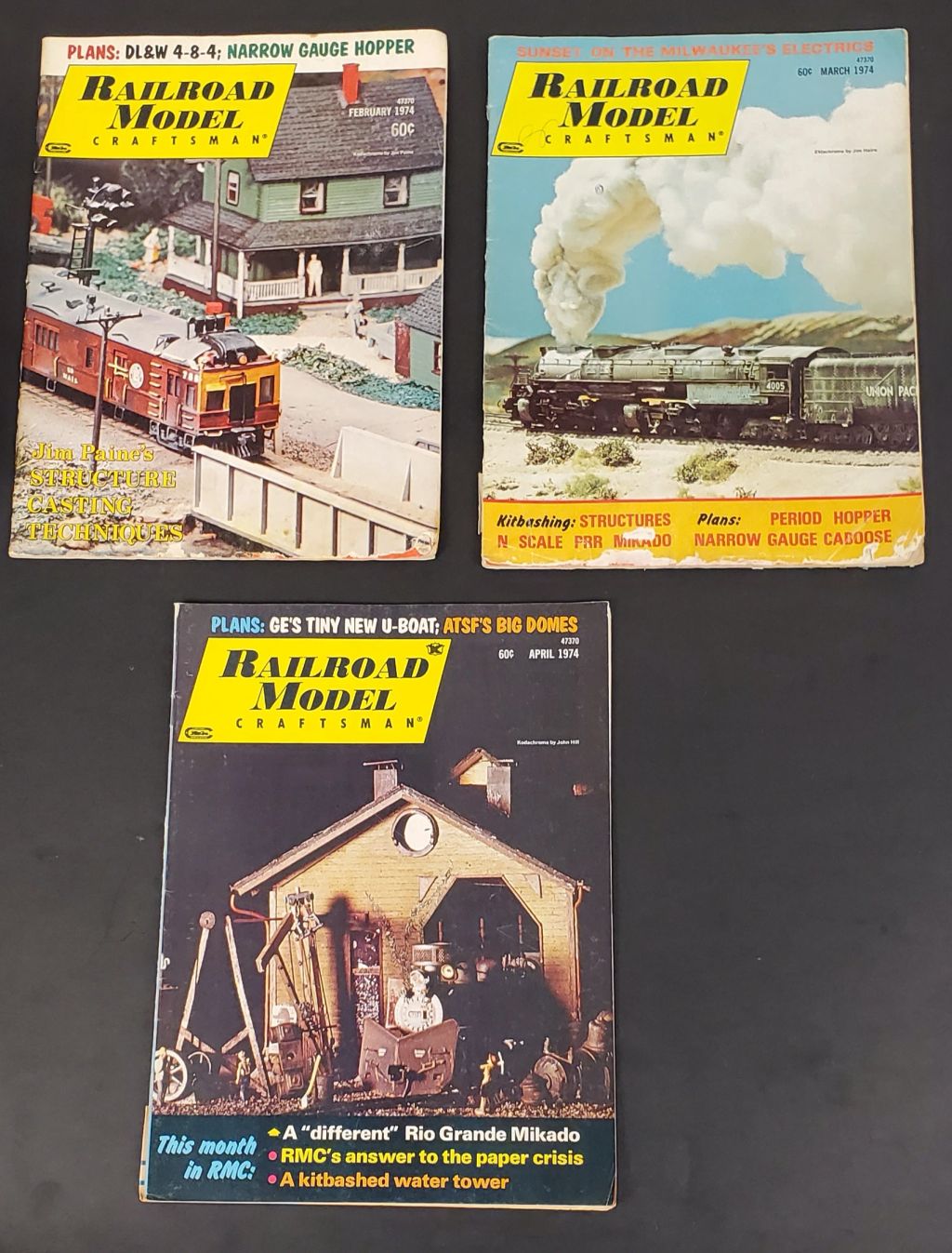 Vintage RMC Magazines 1974 Feb-Mar-Apr Narrow Gauge Hopper U-Boat Plans - photo 1