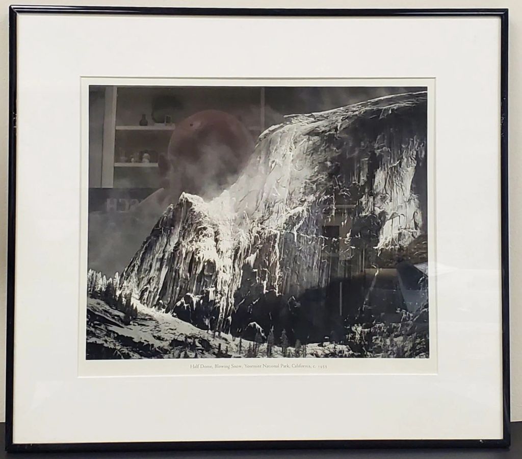 Vintage Framed Ansel Adams Style Print 'Half Dome, Blowing Snow, Yosemite c.1955' Black & White Landscape - photo 1