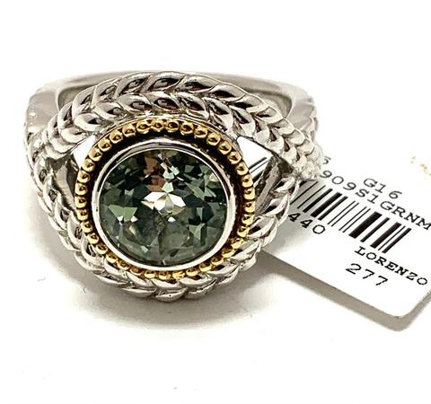 Colore SG Lorenzo 18k Gold & .925 Sterling Silver Genuine Green Amethyst Ring