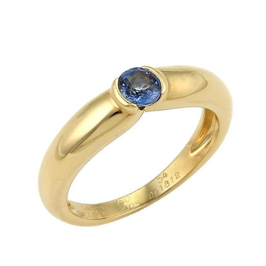 Cartier 18k Ye+O18llow Gold 0.20ct Semi Bezel Sapphire Band Ring - Size 5.5 - photo 1