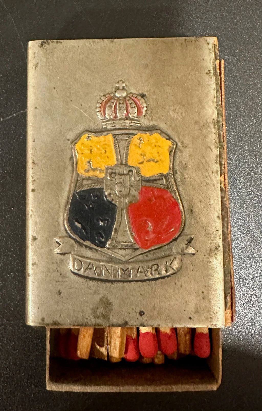 Vintage Danmark Metal Matchbook Cover w/matches - photo 1