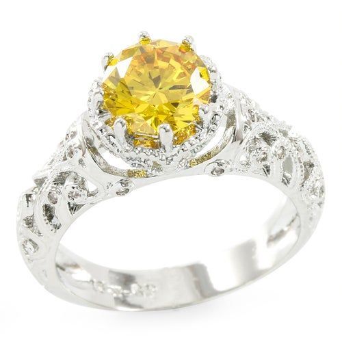 1.90CTW Yellow & White Topaz 14K Gold Overlay Ring Sz 7 – 4.5g - photo 1