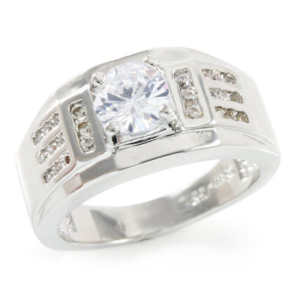 1.15CTW  White Sapphire 14K Gold Overlay Statement Ring Sz 6 – 5.8g - photo 1