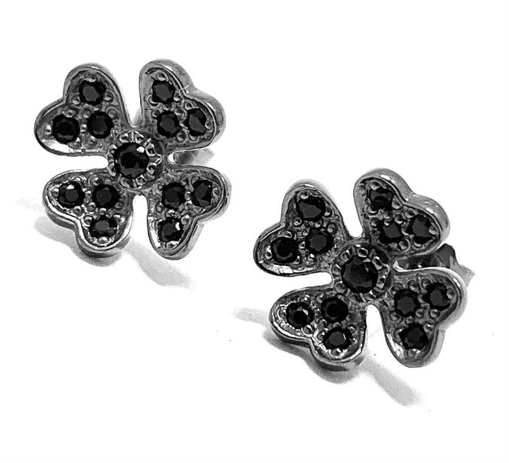 .925 Sterling Silver & Black Rhodium 0.25ctw Black Diamonique Diamond Stud Earrings - photo 1