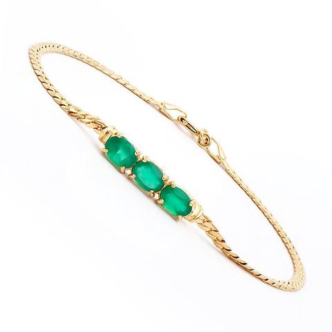 2.11 Cts Natural Green Agate 18KGP Designer Bracelet MSRP $1,275!