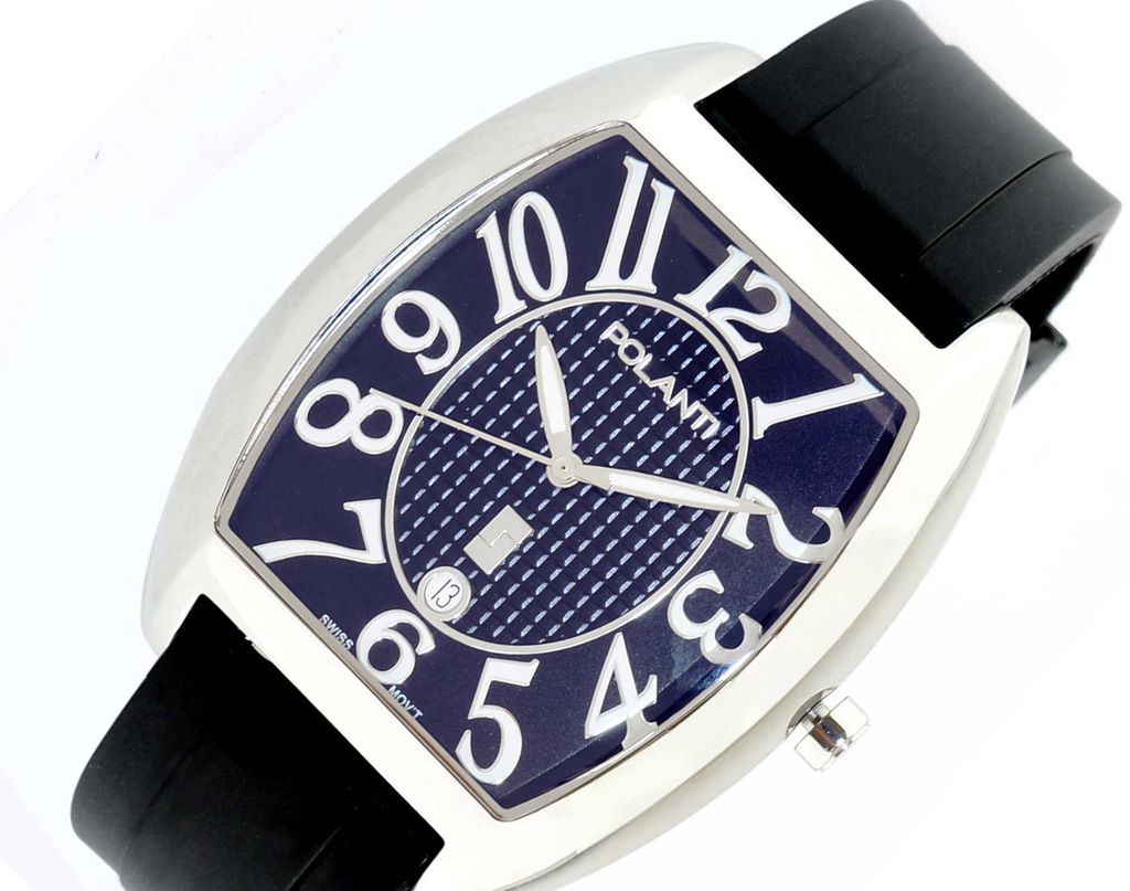 Lechateau, Men's Swiss Quartz Date Blue Dial, Silcon Band 1Z-101BU-SS , Retail at (MSRP: $895.00) - photo 1