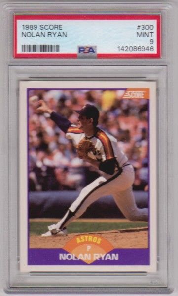 Graded PSA Mint 9 - Nolan Ryan 1989 Score #300 Card - photo 1