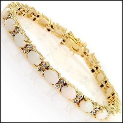 9.15 ctw Natural Opal Diamond 18K Gold Plated Designer Bracelet MSRP $1,895! - photo 1