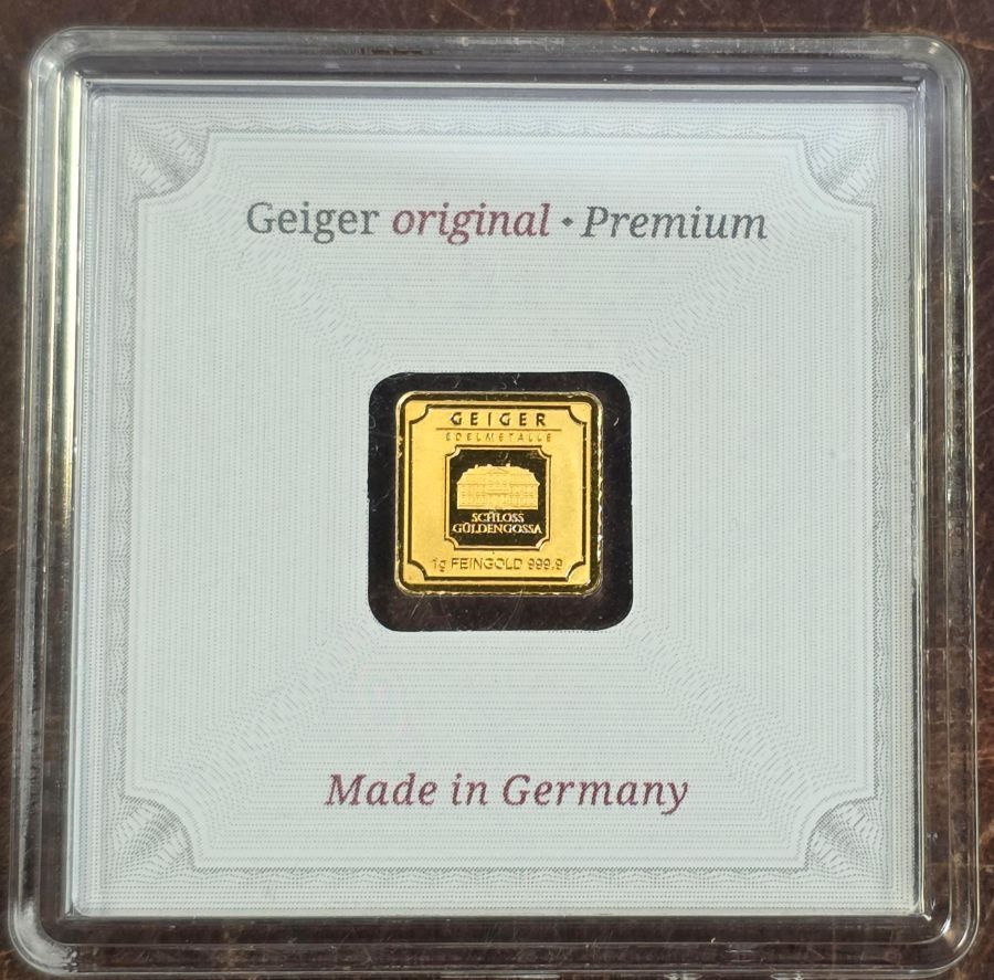 1 Gram .9999 Gold Bar - Geiger Original In Secure Capsule - photo 1