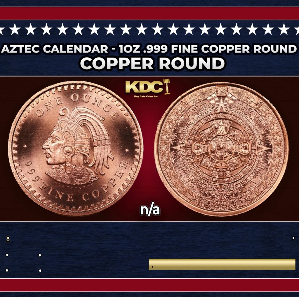 Aztec Calendar - 1oz .999 Fine Copper Round - photo 1