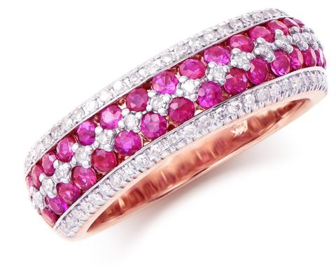1.56 Cts Certified Natural Diamond Ruby 14K Rose Gold Designer Ring