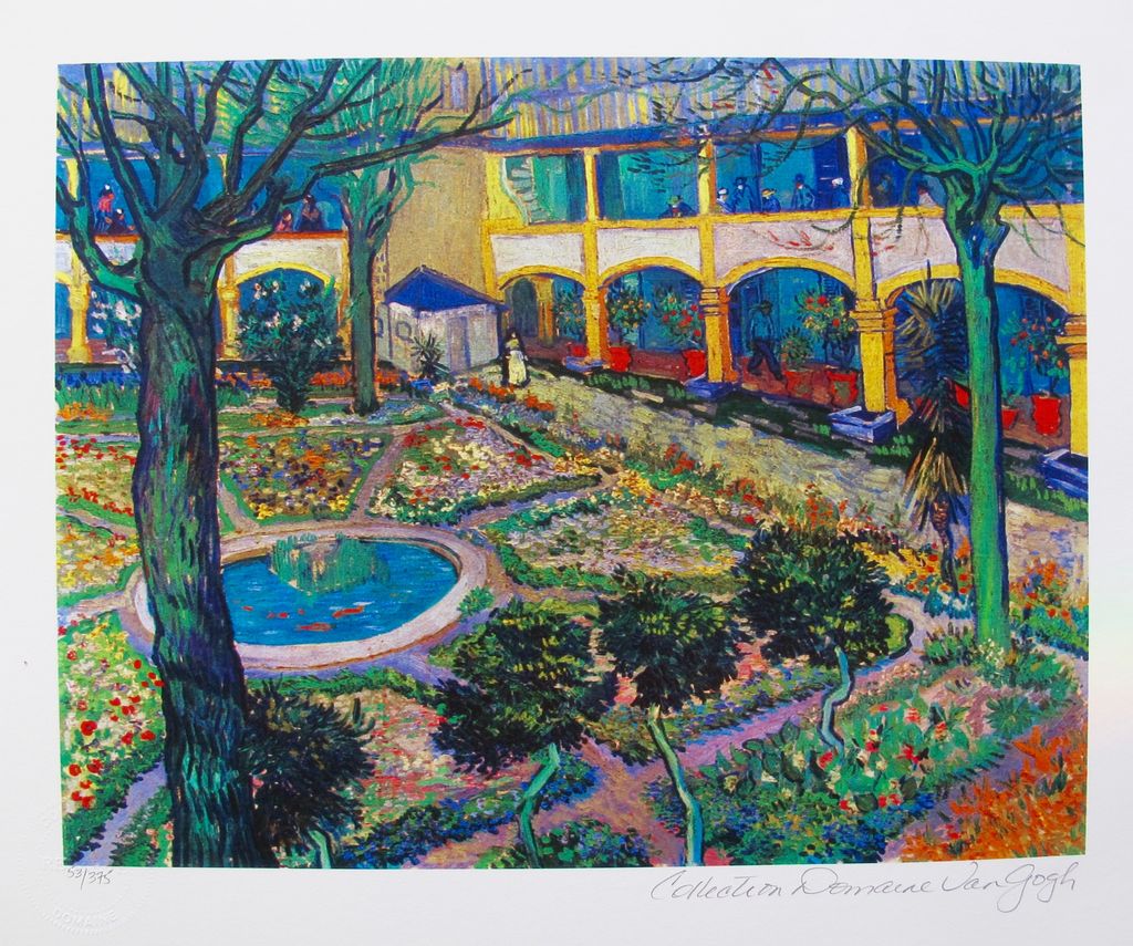 Free Shipping VINCENT VAN GOGH "COURTYARD OF THE HOSPITAL AT ARLES" Estate Signed Giclee Fine Art - photo 1