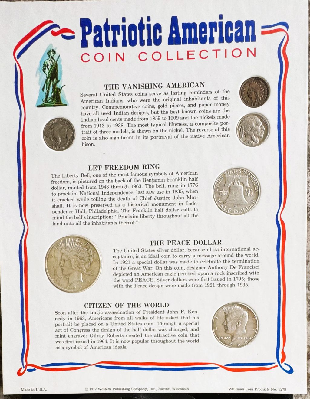 PATRIOTIC AMERICAN 6 COIN COLLECTION SET, INCL NICE PEACE DOLLAR - photo 1