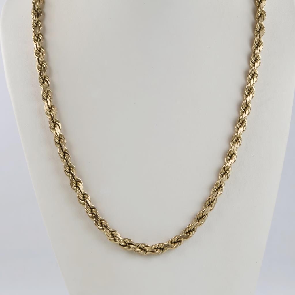 10kt Gold Twisted Rope Chain Link Necklace - Evaluated By Our Certified Gemologist-AGS/GIA - photo 1