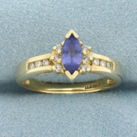 Tanzanite and Diamond Ring in 14k Yellow Gold