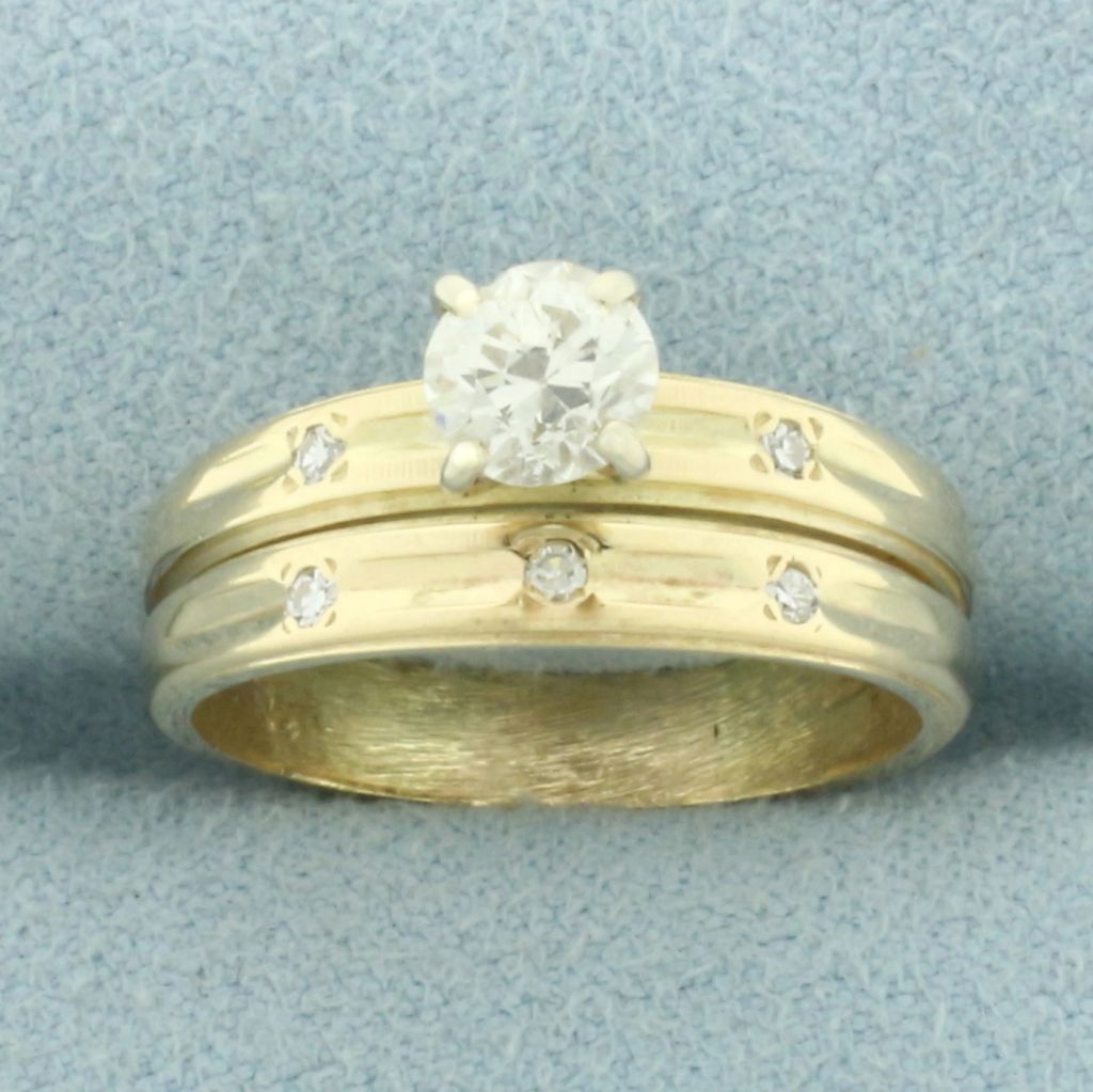 Diamond Engagement and Wedding Ring Bridal Set in 14k Yellow Gold - photo 1