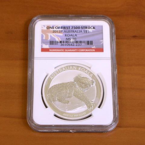 NGC 2012P MS70 Australia Koala $1 Silver Coin First Strike