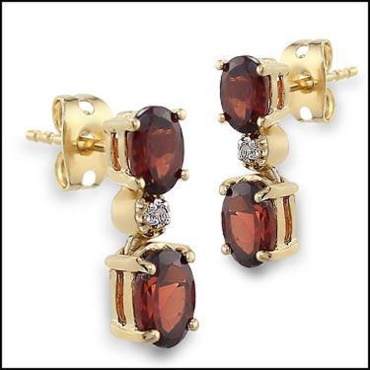 New 2.52 Ctw Natural Garnet & Diamonds 18K Gold Plated Designer Earrings MSRP $1,385! - photo 1