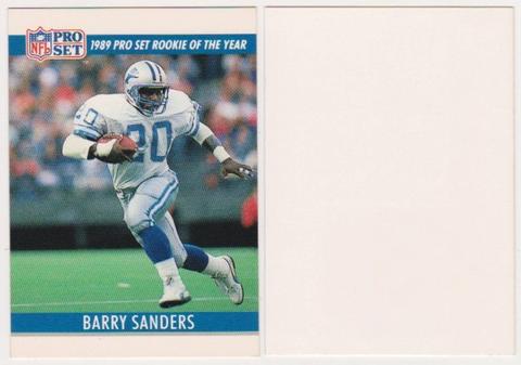 Barry Sanders 1990 Pro Set White Border Double Front Error + Blank Front Error Card Pair