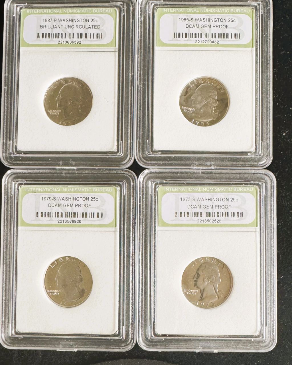 4 HIGH GRADED VARIOUS DATES WASHINGTON QUARTERS W/3 DEEP CAMEO GEM PROOFS - photo 1