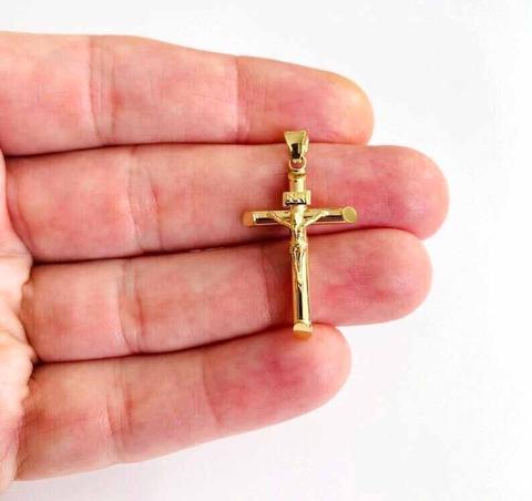 14K Yellow Gold Crucufix  Cross Pendant
