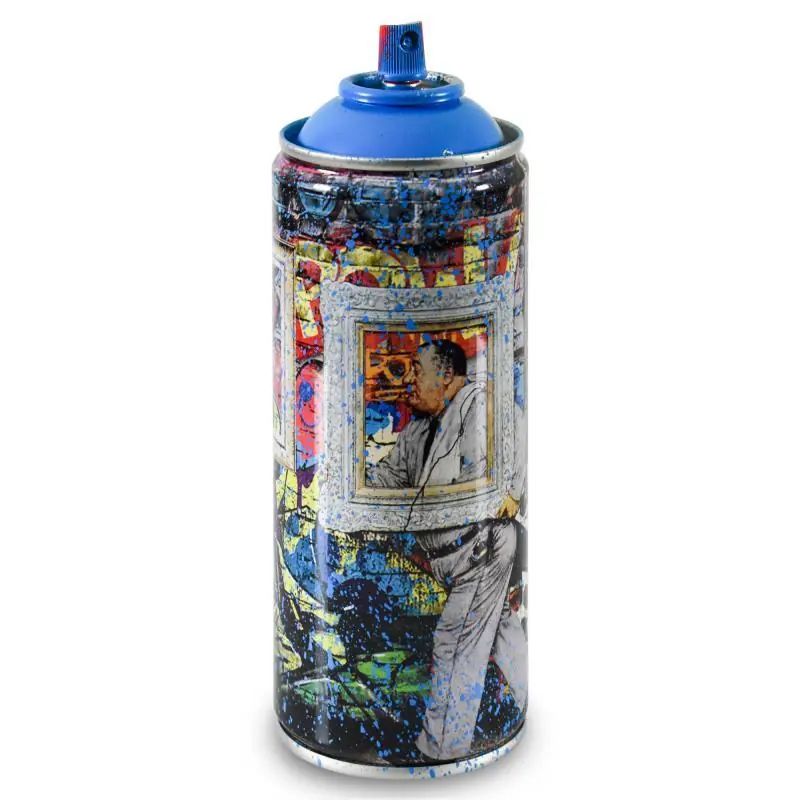 Mr. Brainwash, "Wall Frame (Cyan)" Limited Edition Hand Painted Spray Can with Plate Signature. - photo 1