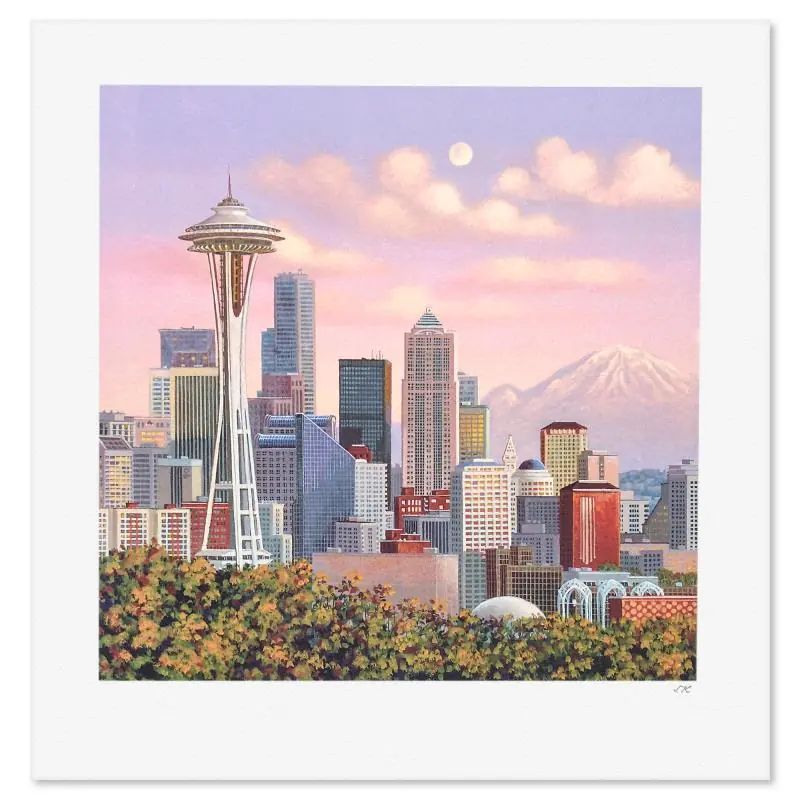 Liudmila Kondakova, "Seattle Skyline" Limited Edition Lithograph, Numbered and Hand Signed with COA - photo 1