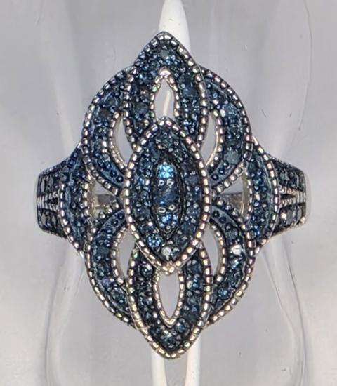 No Reserve .55 cl  Blue Diamond Ring Size 7