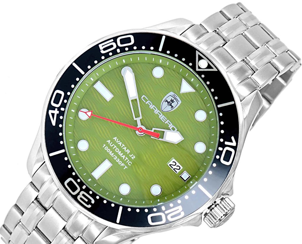 Lechateau Watches - Automatic -24 Jewels NH35, Textured Green Date dial - Black Bezel , (MSRP: 2,268.00) - photo 1