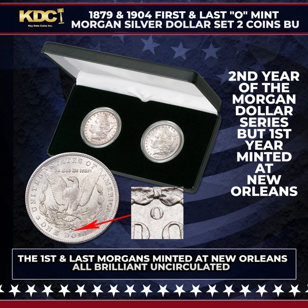 1879 & 1904 First & Last "O" Mint Morgan Dollar Set 2 Coin BU - photo 1