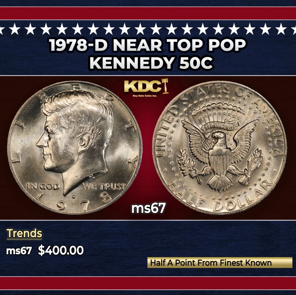 1978-d Kennedy Half Dollar Near Top Pop 50c ms67 SEGS - photo 1