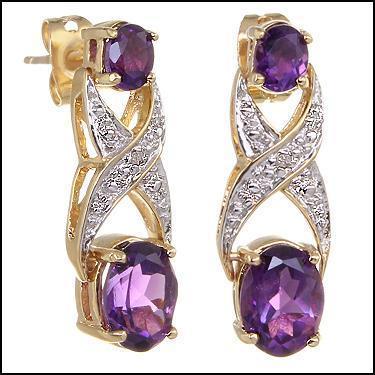 2.72 ctw Natural Amethyst Diamond 18K Gold Plated Designer Earrings