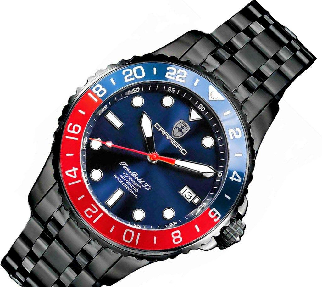 LeChateau, Men's TIME BOLD- X1 COLLECTION, NH35 AUTOMATIC MOVEMENT, 10 ATM, IP-BLACK - BLUE/RED, MSRP: $2,340.00 - photo 1
