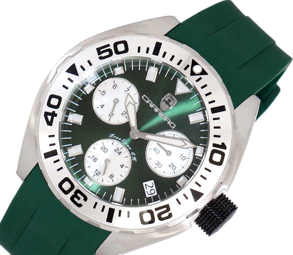 LeChateau, Men's Swiss Multi-Functiom Ronda X30 Movement, Green Dial -Bezel, Silicon Band, C1SK8824-GN - MSRP: $2,340.00 - photo 1
