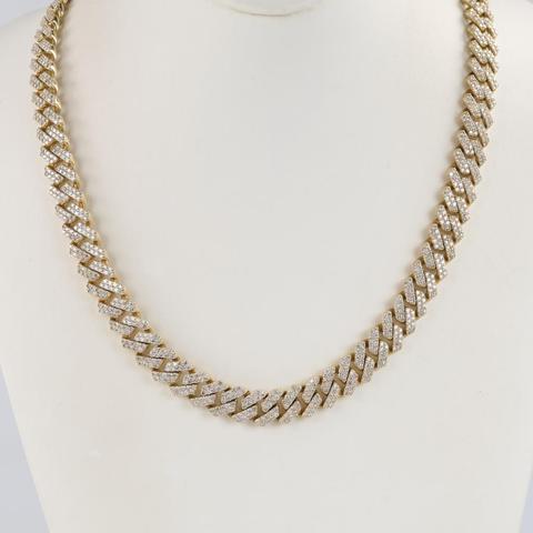 29.27cts TW Diamond 10kt Gold Necklace -Evaluated By Our Certified Gemologist-AGS/GIA