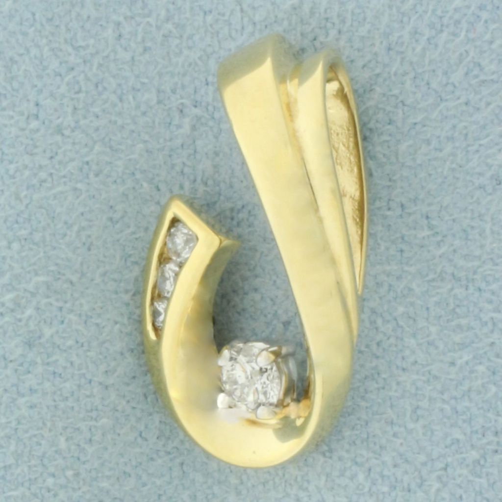 Diamond Pendant or Slide in 14k Yellow Gold - photo 1