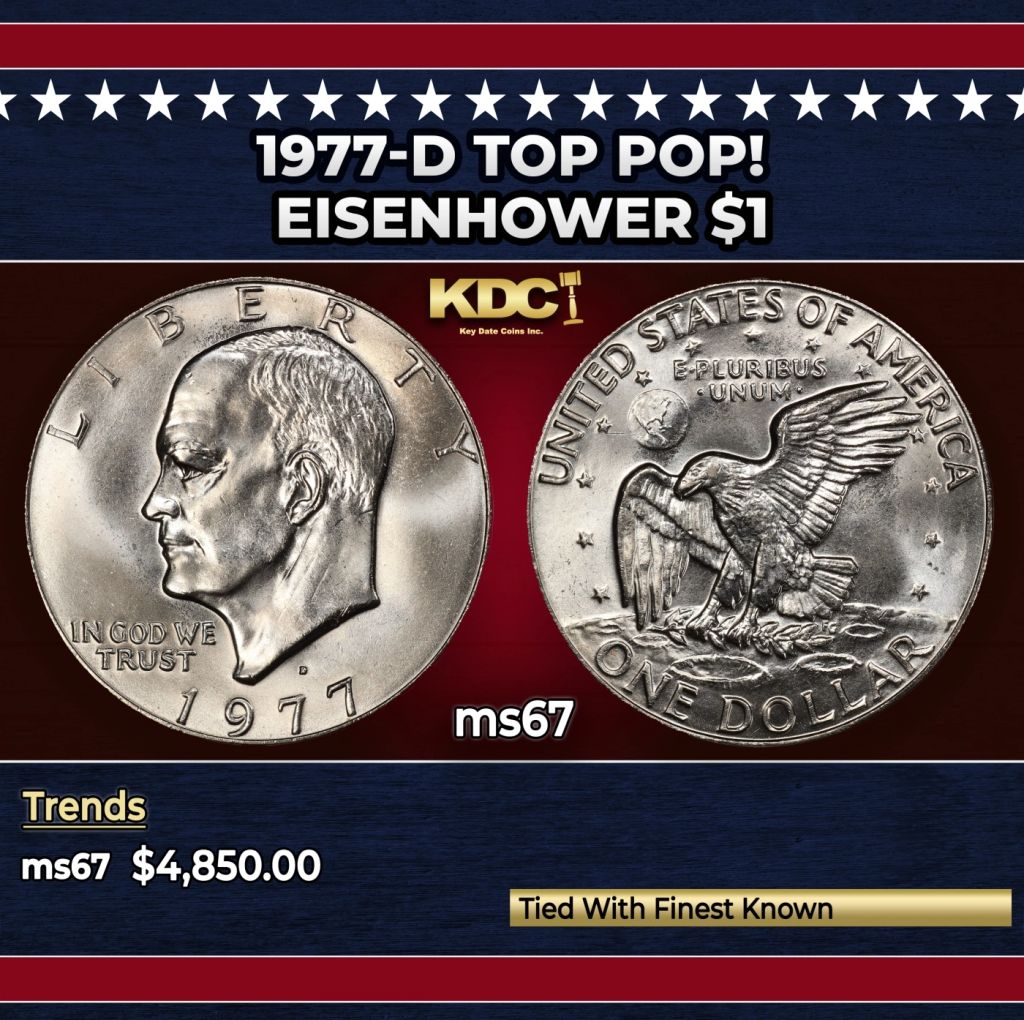 1977-d Eisenhower Dollar TOP POP! $1 ms67 SEGS - photo 1