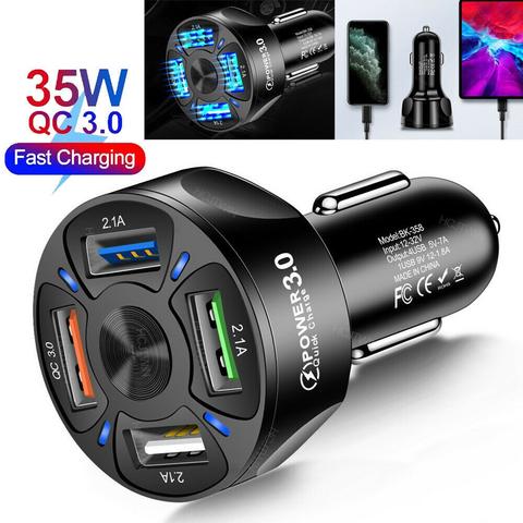 4 Port Super Fast USB Car Charger Adapter