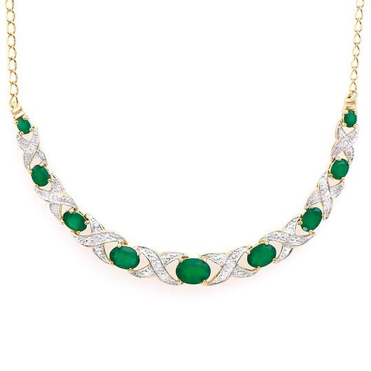 New 4.09 ctw Natural Green Agate & Diamond 18KGP Designer Necklace MSRP $1,875! - photo 1
