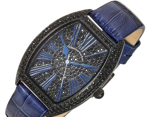 Christian Van Sant Watches Women's IP-Black tone w/ setting Stone, Blue dial and strap, CV4845 Retail at (MSRP: $750.00)