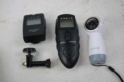Dewalt Walkie-Talkie, ProMaster RF Timer Remote, Samsung 360 VR Camera, 3 Pieces